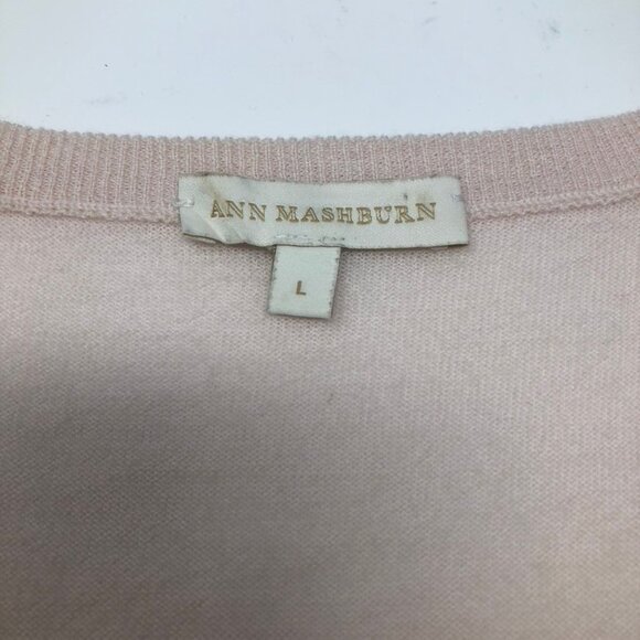 Ann Mashburn Pale Pink 100% Cashmere Sweater Size L V Neck Tie Sleeve - Picture 5 of 8